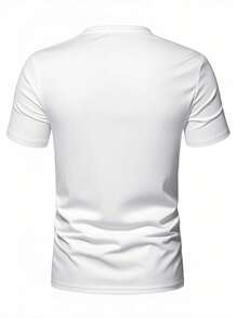 T-shirt da uomo a maniche corte con collo tondo, colore unito, adatta per uso casual all'aperto in estate