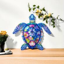 1 Stück lebendiges Blumen Metall Schildkröten Wandkunst, 2D bunte Schildkröte, Blumenmuster, ideal für Garten, Zimmer, Schlafzimmer, Zuhause, Outdoor Dekoration, Wanddekoration, perfektes Feriengeschenk, Schildkröten Dekoration