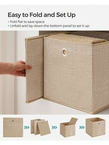 Storage Boxes, Set Of 6 Non-Woven Fabric Box With Handle, 30 X 30 X 30 Cm, Fit Cube Storage Unit, For Shelves, Foldable, Clothes Storage, Sand Beige - Beige - View 2