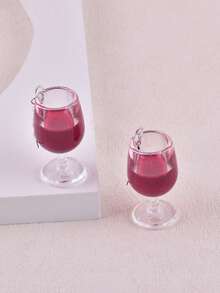 1 Pair Classic 3D Red Wine Bottle Design Earrings & Drop Earrings, Jewelry Decoration For Party - Red Wine Bottle - View 11