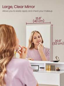 Dressing Table With Large Mirror, Vanity Table With 2 Drawers And 3 Compartments, Makeup Table, Modern, 40 X 100 X 140 Cm, White - White - View 5
