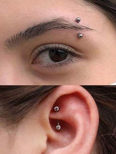1 Pc Hypoallergenic Titanium Steel Navel Piercing Eyebrow Piercing Curved Barbell 16G Punk Style Unisex Navel Ring Finger Ring Collar Bone Ring Earring Nipple Piercing Jewelry