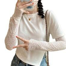 1pc Summer Lace Arm Sleeve Cover UV Protection Cuff, Women Scar Concealer, Breathable Mesh Hole Sun Block Arm Sleeve