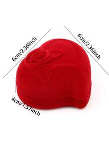 Heart & Flower Romantic Ring & Earring Jewelry Set, Gift Box Packaging For Holidays And Occasions - Multicolor - View 4