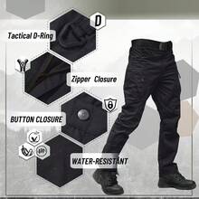 KEFITEVD Men's Tactical Pants 9 Pockets Cargo Hiking Pants Lightweight Work Pants For Men Construction Water Resistant - màu đen - Xem 3
