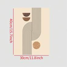 1pc Vintage Geometric Oil Painting With Solid Wooden Frame, Bohemian Style Living Room Wall Art Decoration For Bedroom, Study,Canvas,Poster Gifts Birthday Graduation