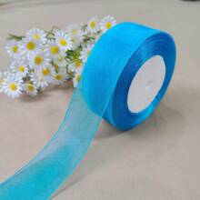 1 Roll 4cm Wide 45m Length Luxury Tulle Ribbon Bowknot Organza Fabric Flowers Gift Wrapping Sewing Accessories, For Birthday Party, Bridal Wedding, Holiday Gift, Rainbow Sheer Organza Ribbon, Width 1.57 Inch, Length 45m, Multi-Color, Suitable For DIY Rose, Fresh Flower Gifts Packaging, Wedding Party Bows, Applicable For Bouquets, Hair Accessories, Christmas And Easter Party Decoration, Valentine's Day Gift Wrapping, Bohemian Style, Wedding Ceremony Venue Decor, Bridal Shower