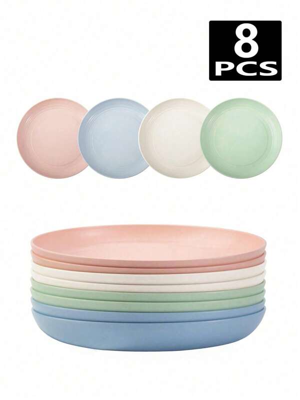 1/4/8 piezas Platos de plástico para cena/ensalada, seguros para acampar/restaurante/cocina, aptos para lavavajillas