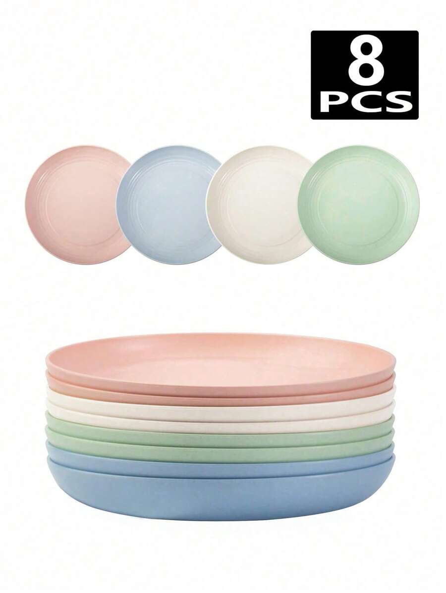 1/4/8 piezas Platos de plástico para cena/ensalada, para camping/restaurante/cocina, aptos para lavavajillas