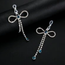 Sexy Lingerie Accessories mit baumelndem Herz-Strass Brustwarzen Kette ohne Piercing, sexy silberne BH Kette Schmuck mit Brustwarzen Klemme für Frauen Bikini