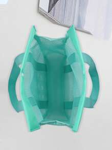 Mesh Toiletry Bag, Portable Multi-Pocket Storage Organizer Tote, Beach Carry Bag, Polyester Mesh Beach Bag