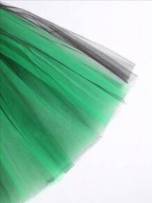 1pc Colorblock Mesh Tutu Skirt, 12inch For Teens, 16inch For Adults, Versatile Party, Running, Ballet, Stage, Halloween, Christmas, Carnival Costume, Multi-Layer, Mesh Princess Skirt