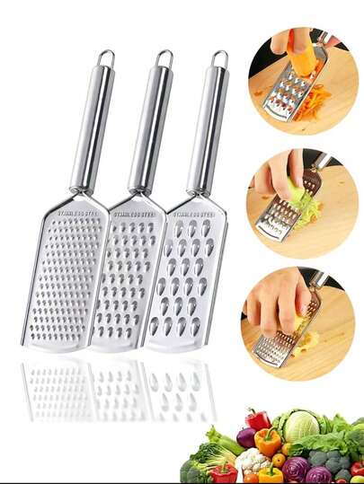 1pc/2pcs Stainless Steel Multifunctional Slicer, Radish Slicer, Potato Slicer, Vegetable Slicer, Scraper, Lemon Slicer, Cheese Grater, Cheese Slicer, Multifunctional Stainless Steel Garlic Slicer, Ginger Mincer, Cheese Slicer, Manual Ginger Slicer