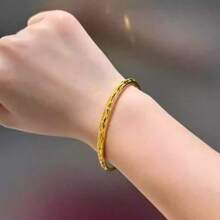 1pc 18k Gold Plated Open Baby Breath Bracelet, Adjustable For Women Casual Everyday Wear, High-End Artisan Style Bracelet, Fashion Minimalist