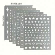 3D Glitter Hypoallergenic Christmas Nail Art Stickers (6-Pack) With Star, Heart, Moon, Snowflake, And Deer Designs. Self-Adhesive, DIY, Japanese And Korean Style. Cute, Sweet, And Hot! Sparkling And Dazzling Christmas Nail Art Decorations. Popular Nail Art Accessories For Women Worldwide. Nails Nail Supplies - Multicolor - View 4