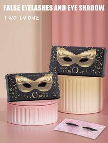 Zestaw 1 pary brokatowych samoprzylepnych eyelinerów i sztucznych rzęs – wodoodpornych, nie wymagających kleju, odpowiednich do makijażu imprezowego i scenicznego. Rzęsy na pasku, rzęsy, sztuczne rzęsy