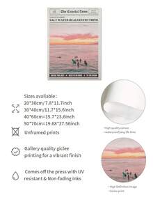 1幅“海浪的低语，水能治愈一切”冲浪女孩帆布艺术画 - 时尚海岸风格墙面装饰，无框海报，适用于卧室、客厅、家庭办公室 - 彩色 - 查看 5