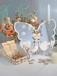 60pcs PersonalizedWedding Ceremony Decor, Guest Book Alternative, Wood Decorations, Drop Box Heart, Bridal Shower Gift