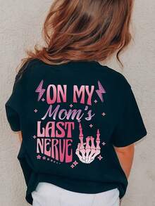 This Double-Sided Printed Short-Sleeved T-Shirt For Girls, Themed "I'm Driving My Mom Crazy," Is Comfortable, Stylish, And Versatile. A New Autumn/Winter Style For Girls/Teenagers. A Perfect Thanksgiving/Christmas Gift. - 黑色 - 查看 8
