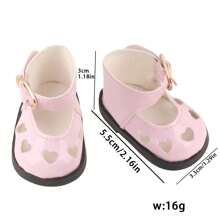 1 Pair Vintage Sweet Style Heart Hollow Out Small Leather Shoes Suitable For 14 Inch Doll, Multi-Color Fashion Cute Elegant, Suitable As Gift For Children's Day, Birthday, Festival For Kids