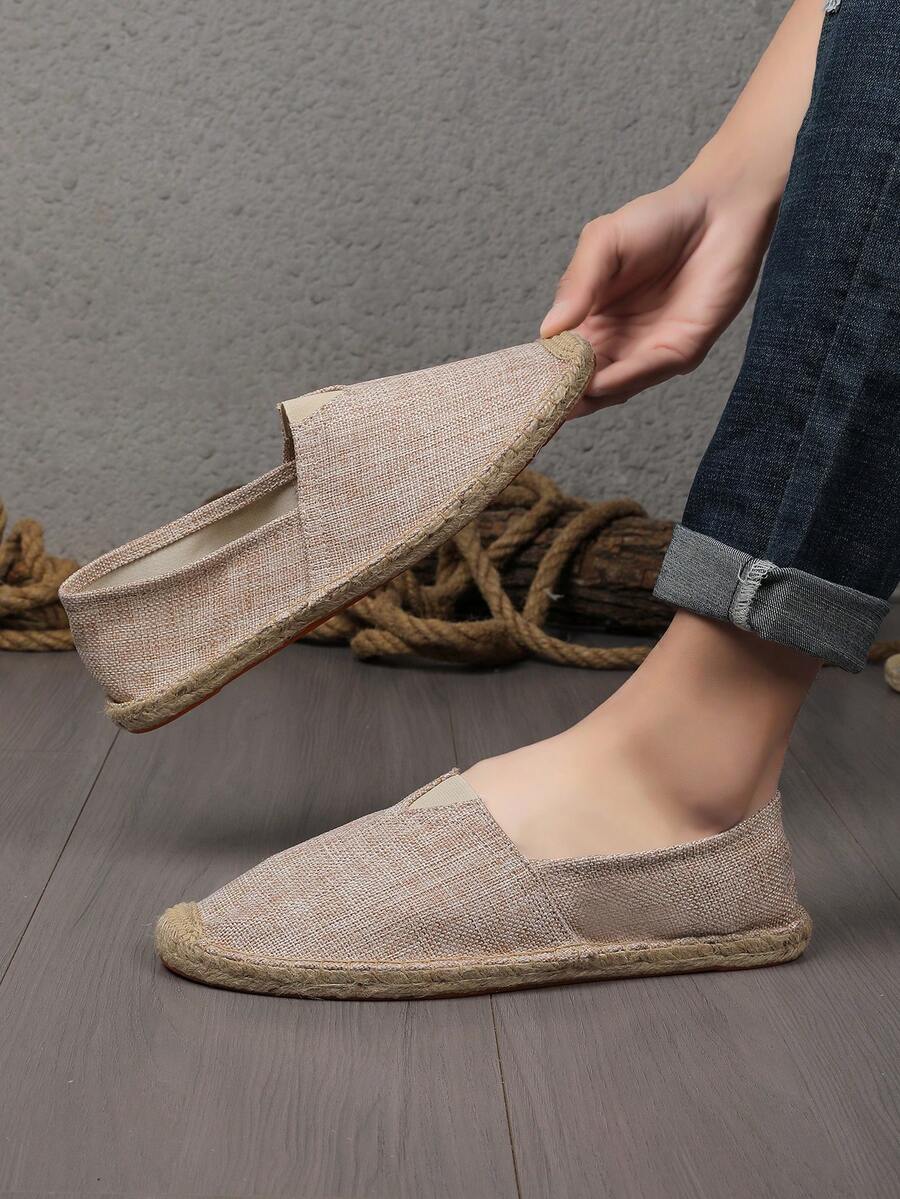 男士乐福鞋 Espadrille 休闲帆布鞋 编织透气布艺鞋 草编防滑渔夫鞋 绣花麻底鞋 白/黑/绿/蓝 休闲一脚蹬鞋 (注:脚宽请选大一码,麻绳鞋底比较硬,手工工艺比较粗糙) Old Money - 淺棕色 - 查看 1