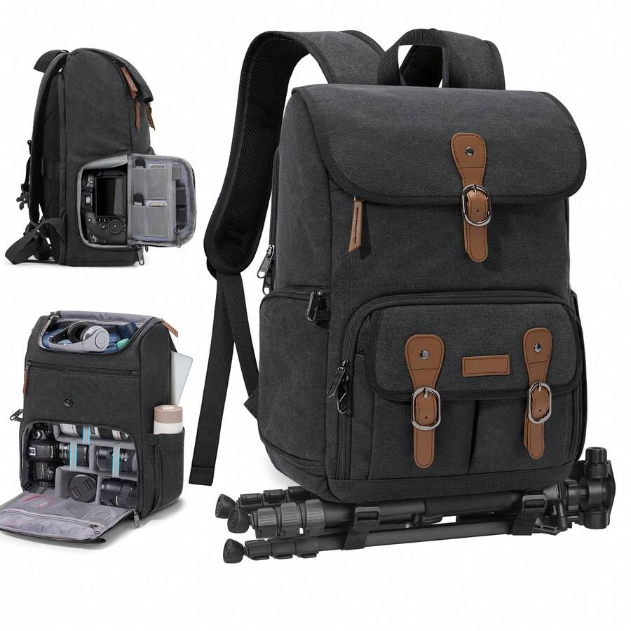 Camera Bag Backpack For DSLR/SLR Mirrorless 15.6 Inch Laptop Camera Back Pack For Photographers Anti-Theft Photography Bags Case With Tripod Holder & Rain Cover - 黑色 - 查看 1
