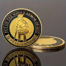 1pc Collectible Edition Armor Of God Challenge Coin - Inspirational Prayer Commemorative Coin, Perfect Creative Gift To Inspire Inspiration And Faith, Perfect For Golf Markers And Playing Card Protectors, Suitable For Holiday Party Gifts, Christmas - Silvery - View 10