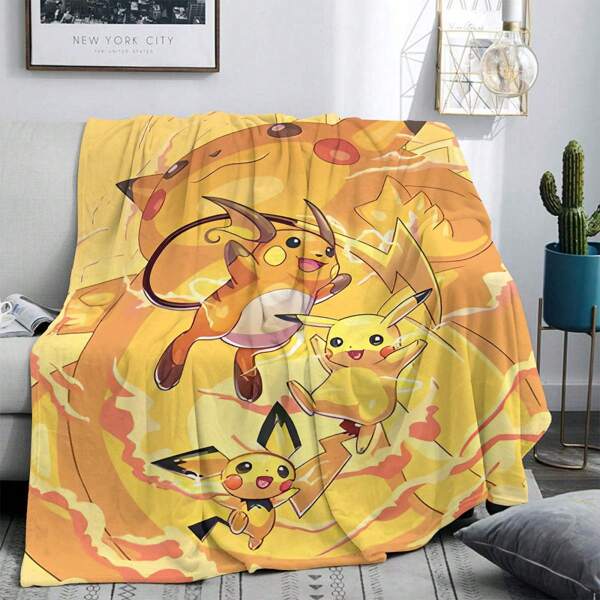 pokemon 1pc Pokemon Pikachu Flannel Blanket | Polyester, Comfortable For All Seasons | Suitable For Sofa, Bed, Travel And Camping | Modern Cartoon Design With Pikachu Character | Ideal Gift For Pokemon Fans