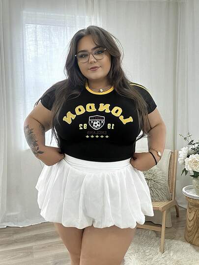 Hourglow 大码纯色褶皱泡泡裙，休闲度假