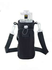 1pc Portable Outdoor Casual Pocket Water Bottle Holder With Shoulder Strap, Fits 32oz Bottles, Water Bottle Carrier Bag With Phone Pocket, Crossbody Handheld Water Bottle Pouch For Walking, Hiking, Travel, Camping (Water Bottle Not Included, Random Letter On Bag Surface), Back To School Supplies - Multicolor - View 9