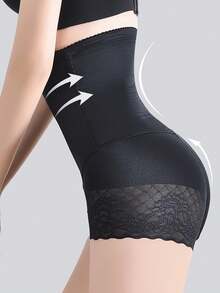 Women's High Waist Butt Lifting Shapewear, Belly Control Bodycon Underwear, Double Layer Jacquard Belly Support Shaper Panties - 黑色 - 查看 3