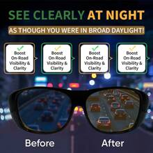 Night Vision Pro Night Driving Glasses With Glarecut Technology, Black Frame, Yellow Lenses, Anti-Glare Design For Driving At Night