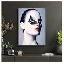 1 pieza Cartel de lienzo con imagen abstracta minimalista nórdica de Body de mujer con mariposa sin marco, adecuado para decorar la pared de la sala de estar, el dormitorio, el estudio, el bar, la cafetería y el hogar