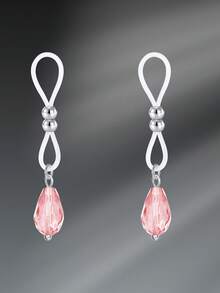 CIZME Faux Nipple Piercing Fake Nipple Rings Fake Nipple Piercing, Y2K Heart White Pearl Flower Bowknot Dangle Pink Purple Blue Beaded Ball Clip On Nipple Rings Non Piercing For Women Stainless Steel Rubber Faux Nipple Piercing