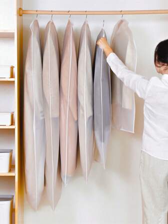 5 pièces Housses de protection contre la poussière pouvant être suspendues, sac de rangement suspendu transparent pour costume, manteau, armoire