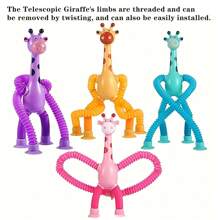 2-packs, 4-packs interactieve zuignap giraffe speelgoedset - perfect voor die saaie werkdagen - een stressverlichtende sensorische ervaring - ideaal paascadeau, Dicks-speelgoed, squishes, speelgoed uit een verkoopautomaat, squishyset, stressbal, die