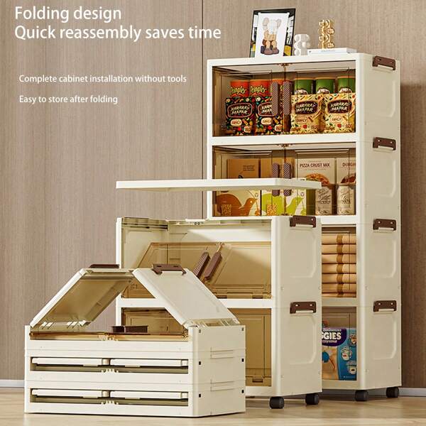 48cm Wide Multifunctional Storage Cabinet, Foldable Assembly, Large Storage Space, Dust & Pest Proof, Fashionable & Elegant Home Organizer