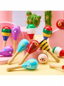 1 件/2 件/4 件儿童迷你木制沙球，嘉年华派对礼品和婴儿沙球，带木制摇铃发声器，彩色沙球，非常适合派对（颜色随机）儿童竹制睡袋、蛋形婴儿、玩具喇叭、儿童派对礼品、井字游戏、幼儿乐器、竹制婴儿睡袋、单簧管、竹制睡袋、婴儿睡袋、竹制婴儿、竹制睡袋、婴儿睡袋、乐器