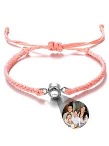 1 Stück anpassbares Foto-Projektionsarmband, buntes geflochtenes Edelstahl-Armband für Paar, geeignet für Männer, Frauen, Paar, Familie, Fotoerinnerungen, personalisiertes Geschenk für Feiertage, Muttertag, Vatertag, Valentinstag, Geburtstag