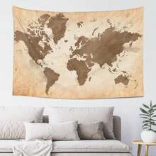 Map Of The World  40x60 Inch Horizontal Wall Tapestry 100% Polyester Ideal Decor For Living Room Bedroom Dorm Boho Style Home Decor - Black - View 1