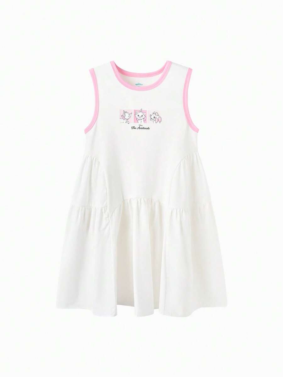 Balabala 少女无袖夏季连衣裙，可爱轻便休闲套装，适合少女和幼儿 - 白色 - 查看 1