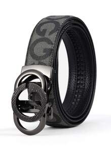 Cinturón automático con hebilla G para hombres, diseño con estampado de letras elegante, cinturón de moda casual para negocios, regalo para el Día del Padre, San Valentín, . Verano, escuela casual, negocios, novio, esposo, padre, hombre, uso diario, moda, adolescente, al aire libre, vacaciones, atlético, viaje, calle, bohemio, otoño vintage, otoño-invierno, accesorios, adecuado para adolescentes, jóvenes, hombres, casual, al aire libre, atlético, vacaciones, regalos de graduación, cumpleaños