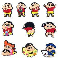 10 piezas de Dijes de Zapato con estilo Anime Crayon Shin-Chan, accesorios kawaii para zapatos, decoración DIY, regalos, coleccionables para fanáticos