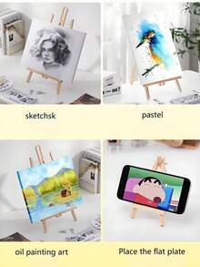 1 pieza Caballete de escritorio de madera sin terminar de 11.81/15.75/19.69 pulgadas - Sin pintura ni olor, adecuado para arte de lienzo, manualidades de escritorio, caballete de lienzo portátil, también funciona como soporte para teléfono/tableta, arte y dibujo para adultos, caballete de exhibición de pintura para principiantes, estudiantes, escuelas, bodas, soporte para tarjetas de fiesta de cumpleaños