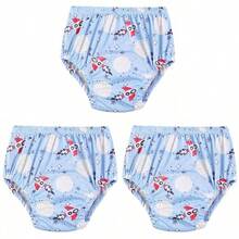 3 件套可重复使用幼儿和儿童如厕训练内裤，防水透气印花尿布衬垫，男女通用如厕训练内裤