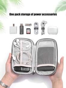 1pc Creative New Fashion Cute Minimalist Large Capacity Digital Storage Bag, Thickened Waterproof Shock-Resistant Electronic Accessories Organizer Bag, Multi-Functional Pouch, Makeup Bag, Coin Purse, Compact And Portable, Can Store Phone, Power Bank, Charger, External Hard Drive, USB, Cables, Earphones, And More, Suitable For Travel, Business Trip, Office, Meeting Room, Study Room, Library, Hiking, Vacation, Outdoor, Student Dorm Essential - Multicolor - View 4