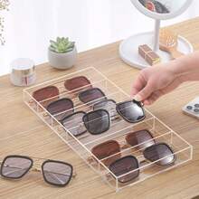 1 件透明亚克力多功能桌面可堆叠隔间盒，高清晰度亚克力桌面整理盒，太阳镜展示架，6 槽眼镜展示架，性别揭秘派对，非常适合生日、婚礼、派对，是送给同事、朋友和家人的完美礼物，适合返校 - 無色 - 查看 6