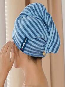 كاب تجفيف الشعر للنساء، كاب مجفف مخطط، فائق الامتصاص، لين وناعم، قابل للتنفس وماص، خالٍ من الوبر، منشفة مجفف الشعر، منشفة تغليف الشعر، للشعر القصير والطويل، منشفة تجفيف سريع للشعر، منشفة لف تجفيف الشعر - متعدد الألوان - مشاهدة 5