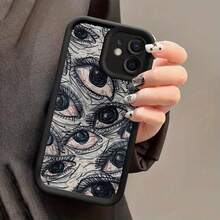 For IPhone 11, 12, 13, 14, 15, 16 Plus Pro Promax XR XS/X Silicone Phone Case, High-End Fashion, Multi Eye Pattern - Black - View 5