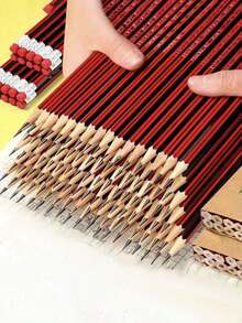 10/30/50pcs Classic Red & Black Pencils, Student Award Sketch Pencils, Learning Stationery With Eraser, School HB Pencils, Office Supplies, School Supplies, Back To School Gifts, School Office Stationery, Student Stationery